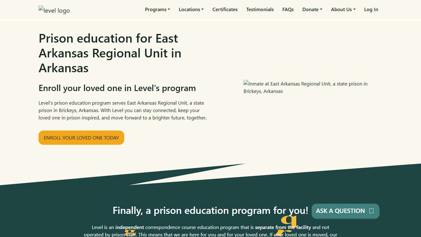 Prison Education For East Arkansas Regional Unit - Level